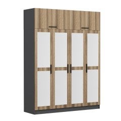 Minar Kale 4 Kapaklı 4 Aynalı 2 Ç Dolap ve Yüklük Antrasit Dore 255CM