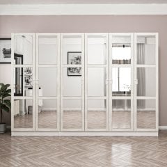 Minar Kale Country 6 Kapak Aynalı 2 Ç Zincir Dolap - E.Beyaz