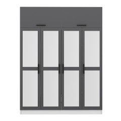 Minar Kale 4 Kapaklı 4 Aynalı 2 Ç Dolap ve Yüklük Beyaz Antrasit