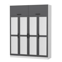 Minar Kale 4 Kapaklı 4 Aynalı 2 Ç Dolap ve Yüklük Beyaz Antrasit