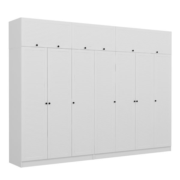 Minar Kale 7 Mebran Panjur Kapaklı 4 Ç Dolap Ve Yüklük Beyaz 190CM