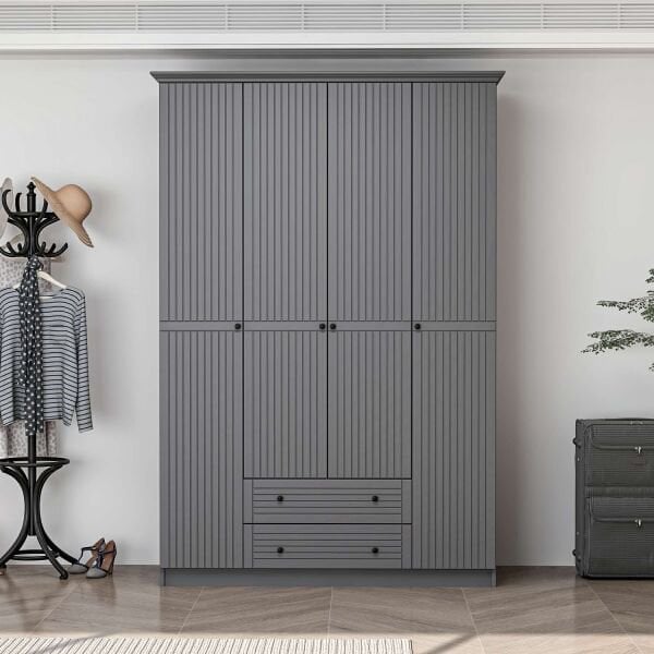 Bona Country 4 Mebran Kapaklı 2 Çekmeceli Gardırop