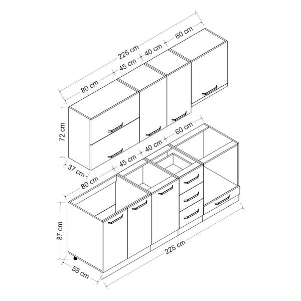 Minar 225 Cm Mutfak Dolabı Beyaz 225-B5