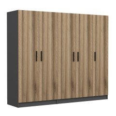 Minar Kale 5 Kapaklı 2 Çekmeceli Dolap Antrasit Dore