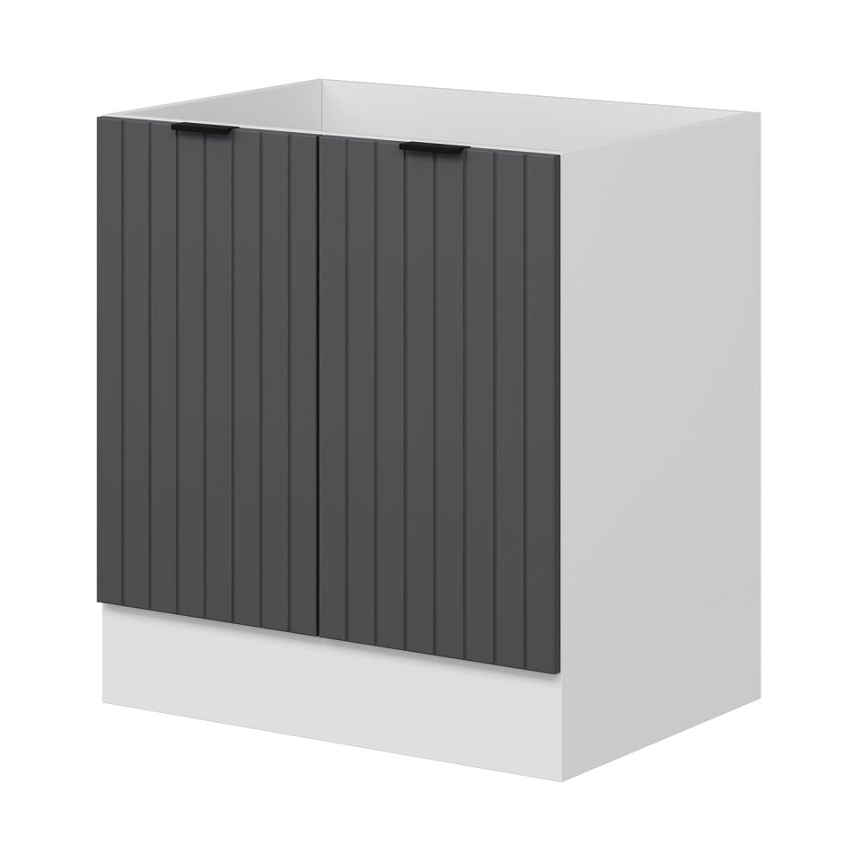 Alvinka Mutfak Modül Mbr_B Alt 2K 80Cm Evye Dolap Beyaz Antrasit