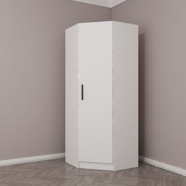 Kale Tek Kapaklı Köşe Zincir Dolap Beyaz - 190CM