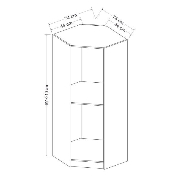 Kale Tek Kapaklı Köşe Zincir Dolap Beyaz - 190CM