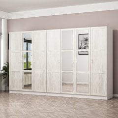 Minar Kale Country 7 Kapak Aynalı 4 Ç Zincir Dolap - E.Beyaz