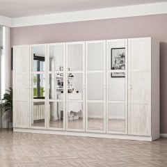 Minar Kale Country 7 Kapak Aynalı 4 Ç Zincir Dolap - E.Beyaz