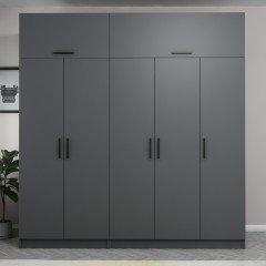 Minar Kale 5 Kapaklı 2 Çekmeceli Dolap Ve Yüklük Antrasit