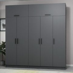 Minar Kale 5 Kapaklı 2 Çekmeceli Dolap Ve Yüklük Antrasit