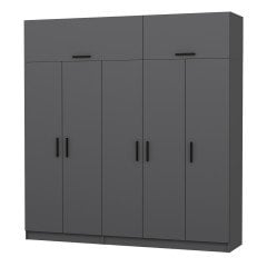 Minar Kale 5 Kapaklı 2 Çekmeceli Dolap Ve Yüklük Antrasit