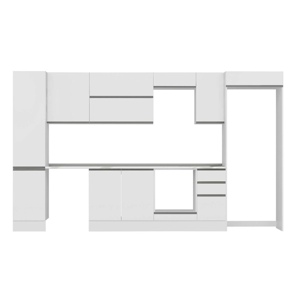 Alvinka 375X222 Cm High Gloss Mutfak Dolabı Mbb-E90B45S40-2 High Gloss | Beyaz - Suntalam
