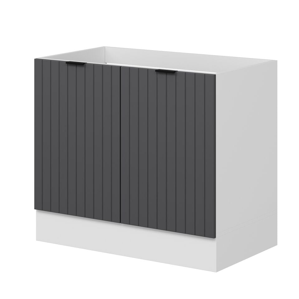 Alvinka Mutfak Modül Mbr_B Alt 2K 100Cm Evye Dolap Beyaz Antrasit