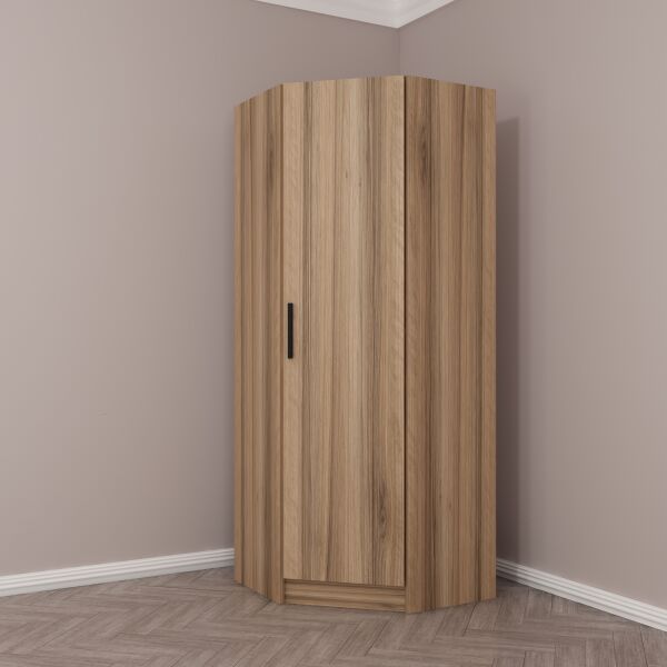 Kale Tek Kapaklı Köşe Zincir Dolap Dore Ceviz - 190CM