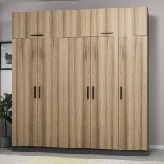 Minar Kale 5 Kapaklı 2 Çekmeceli Dolap Ve Yüklük Antrasit Dore