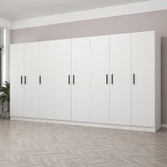 Kale 8 Kapak 4 Çekmece Zincir Dolap - Beyaz 210CM