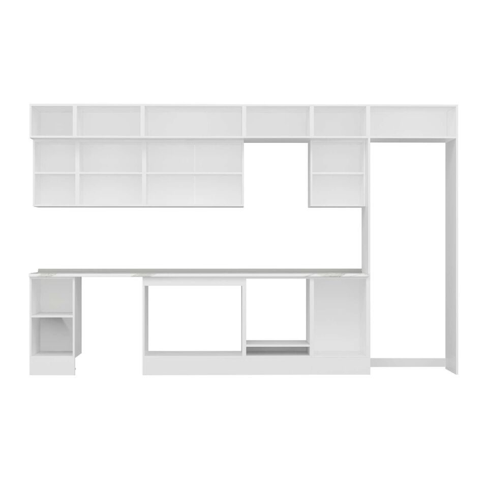 Alvinka 370X240 Cm Klasik Mebran Mutfak Dolabı Mb-E80S40S50-3 Mebran | Kumtaşı - Suntalam