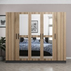 Minar Kale 5 Kapaklı 3 Aynalı 2 Çekmeceli Dolap Antrasit Dore