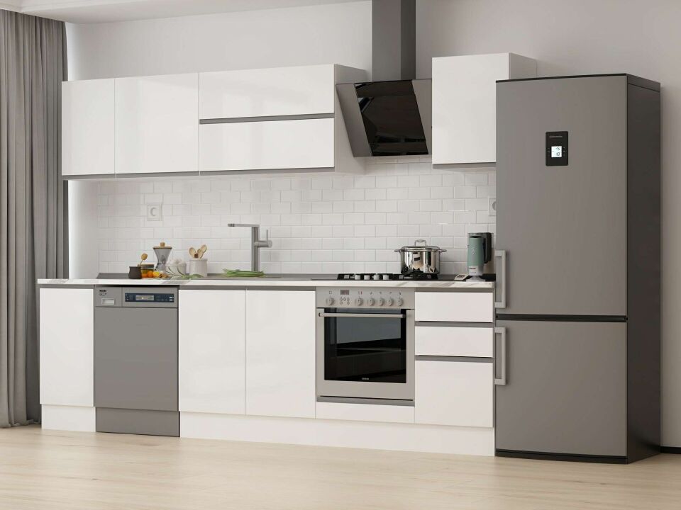 Alvinka 295X210 Cm High Gloss Mutfak Dolabı M-E90S40S45-2 High Gloss | Beyaz - Suntalam