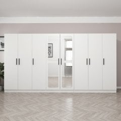 Kale 8 Kapak Aynalı 4 Çekmece Zincir Dolap - Beyaz