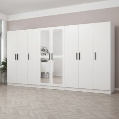 Kale 8 Kapak Aynalı 4 Çekmece Zincir Dolap - Beyaz