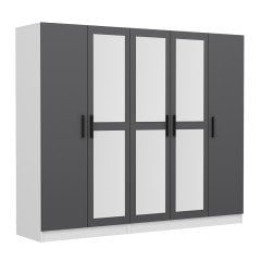 Minar Kale 5 Kapaklı 3 Aynalı 2 Çekmeceli Dolap Beyaz Antrasit