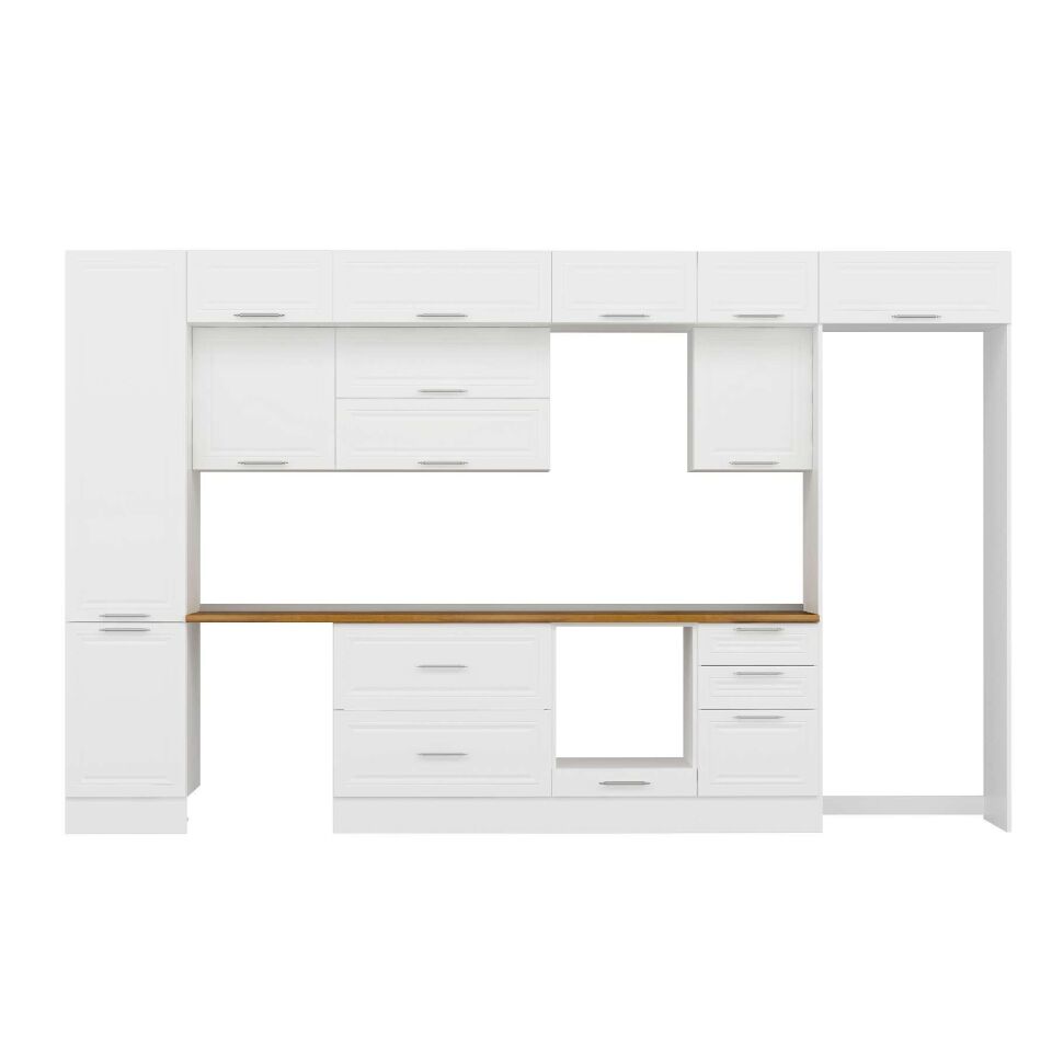 Alvinka 390X240 Cm Klasik Mebran Mutfak Dolabı Mbb-E90B50S50-2 Mebran | Beyaz - Mdf