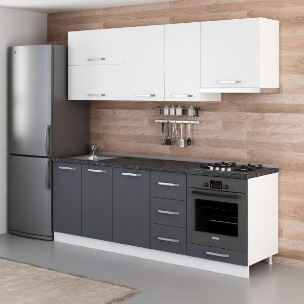 Minar 225 Cm Mutfak Dolabı Beyaz Antrasit 225-A5