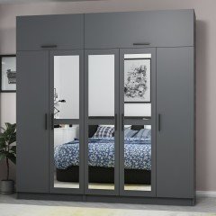 Minar Kale 5 Kapaklı 3 Aynalı 2 Ç Dolap Ve Yüklük Antrasit