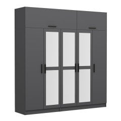 Minar Kale 5 Kapaklı 3 Aynalı 2 Ç Dolap Ve Yüklük Antrasit 255CM