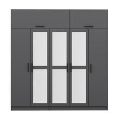 Minar Kale 5 Kapaklı 3 Aynalı 2 Ç Dolap Ve Yüklük Antrasit 255CM