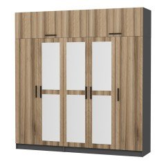 Minar Kale 5 Kapaklı 3 Aynalı 2 Ç Dolap Ve Yüklük Antrasit Dore