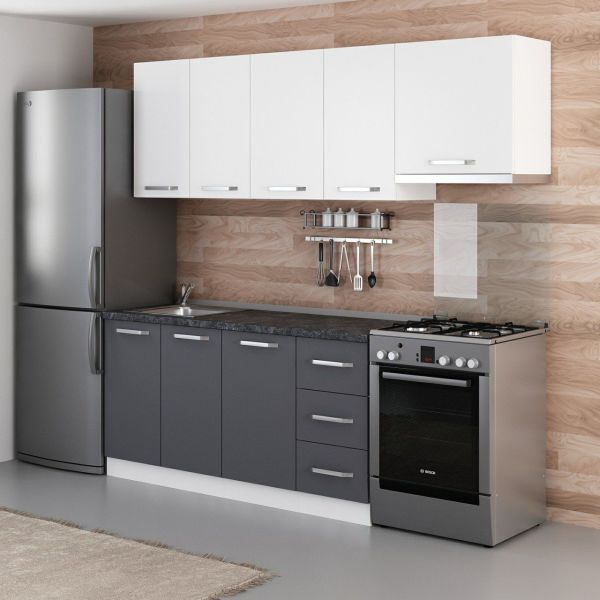 Minar 225 Cm Mutfak Dolabı Beyaz Antrasit 225-A7