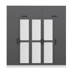 Minar Kale 5 Kapaklı 3 Aynalı 2 Ç Dolap Ve Yüklük Beyaz Antrasit