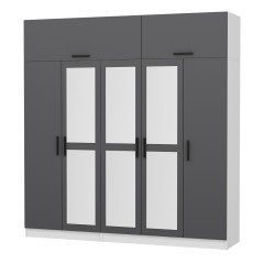 Minar Kale 5 Kapaklı 3 Aynalı 2 Ç Dolap Ve Yüklük Beyaz Antrasit