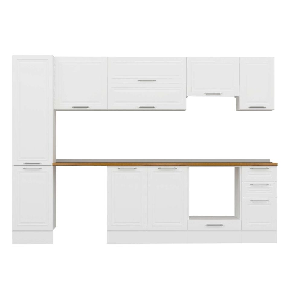 Alvinka 285X210 Cm Klasik Mebran Mutfak Dolabı Mb-E80B45S40-1 Mebran | Beyaz - Suntalam