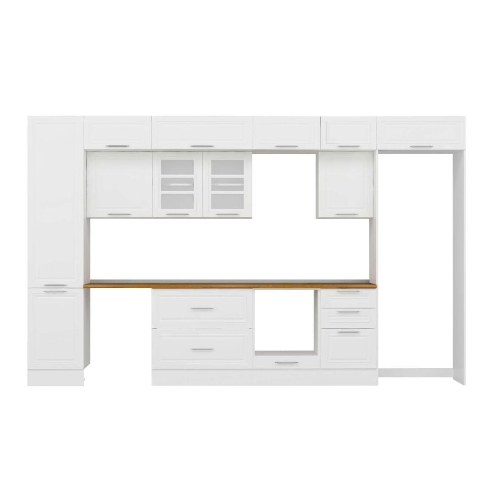 Alvinka 390X240 Cm Klasik Mebran Mutfak Dolabı Mbb-E90B50S50-3 Mebran | Beyaz - Suntalam