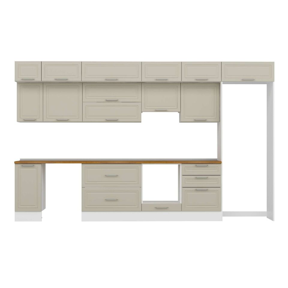 Alvinka 380X240 Cm Klasik Mebran Mutfak Dolabı Mb-E80S40S60-1 Mebran | Kumtaşı - Suntalam