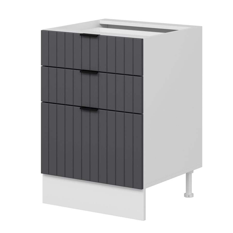 Alvinka Mutfak Modül Mbr_B Alt 3Ç1B2K 60Cm Dolap Beyaz Antrasit