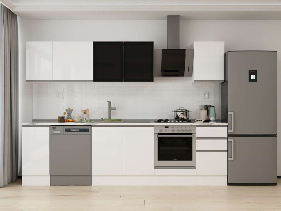 Alvinka 295X210 Cm High Gloss Mutfak Dolabı M-E90S40S45-3 High Gloss | Beyaz - Mdf