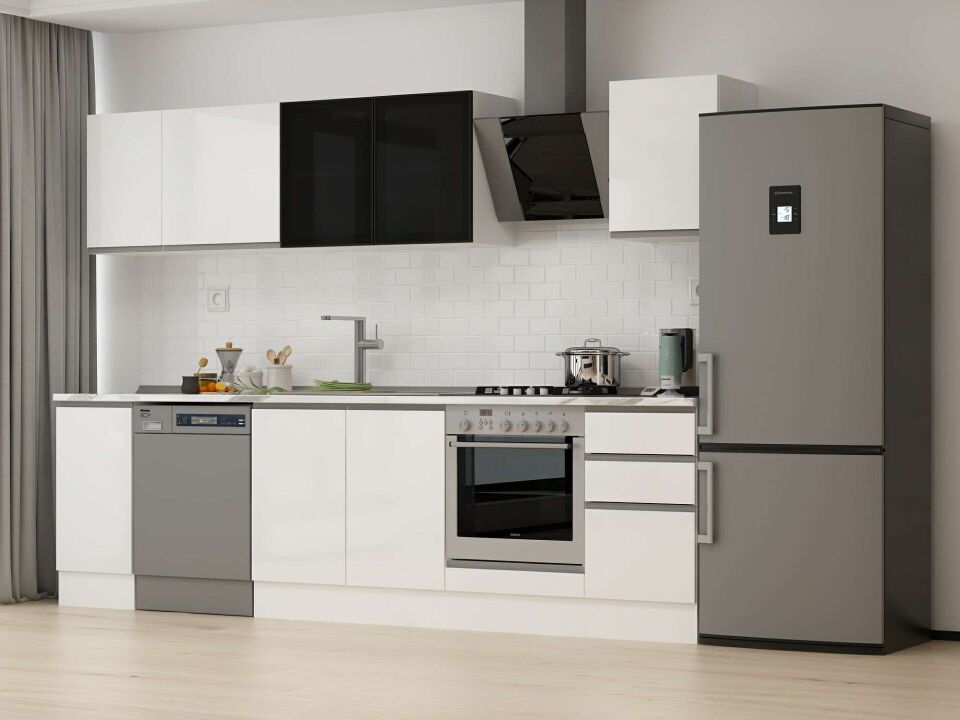 Alvinka 295X210 Cm High Gloss Mutfak Dolabı M-E90S40S45-3 High Gloss | Beyaz - Mdf