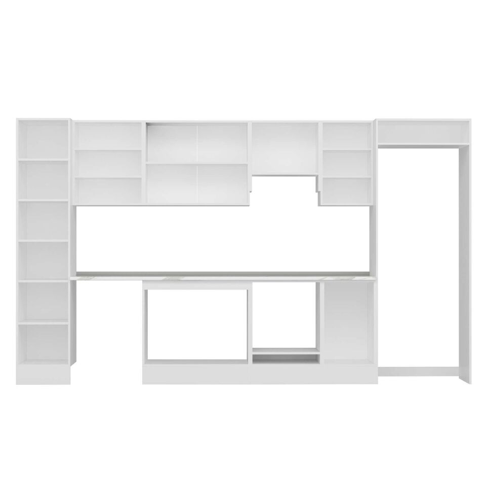 Alvinka 380X222 Cm High Gloss Mutfak Dolabı Mbb-E90B45S45-1 High Gloss | Beyaz - Mdf
