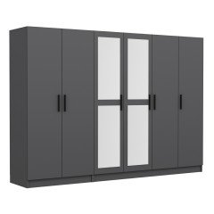 Minar Kale 6 Kapaklı 2 Aynalı 2 Çekmeceli Dolap Antrasit