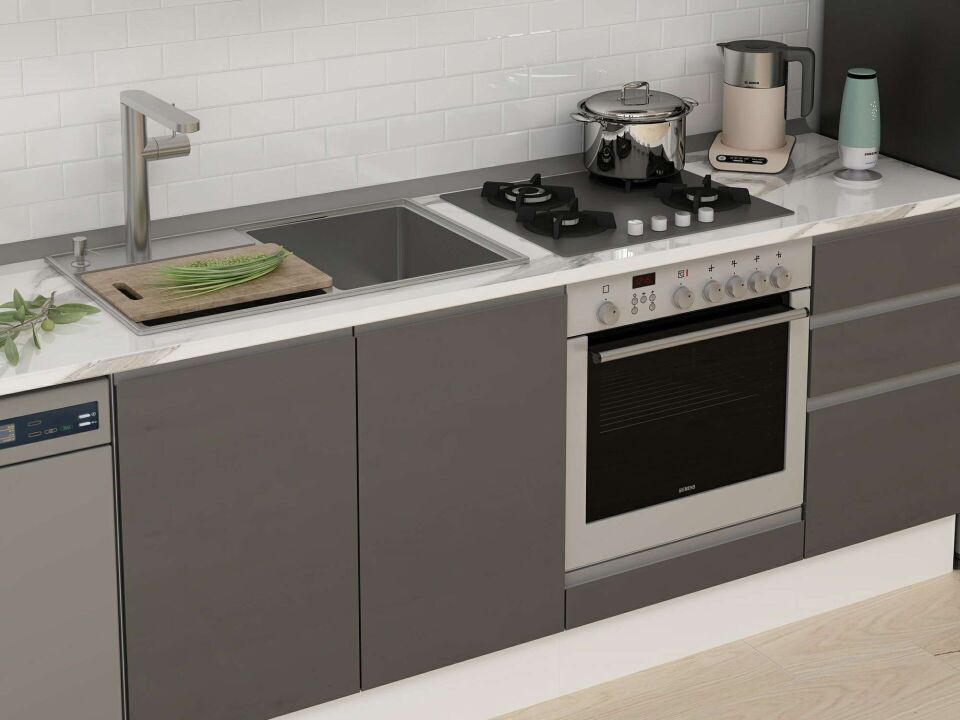 Alvinka 295X210 Cm High Gloss Mutfak Dolabı M-E90S40S45-3 High Gloss | Antrasit - Suntalam