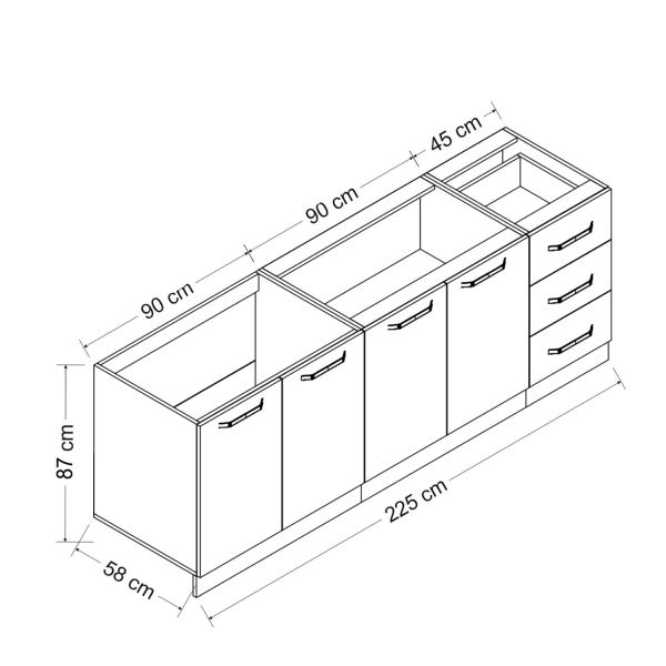 Minar 225 Cm Mutfak Dolabı Beyaz Dore 225-D2