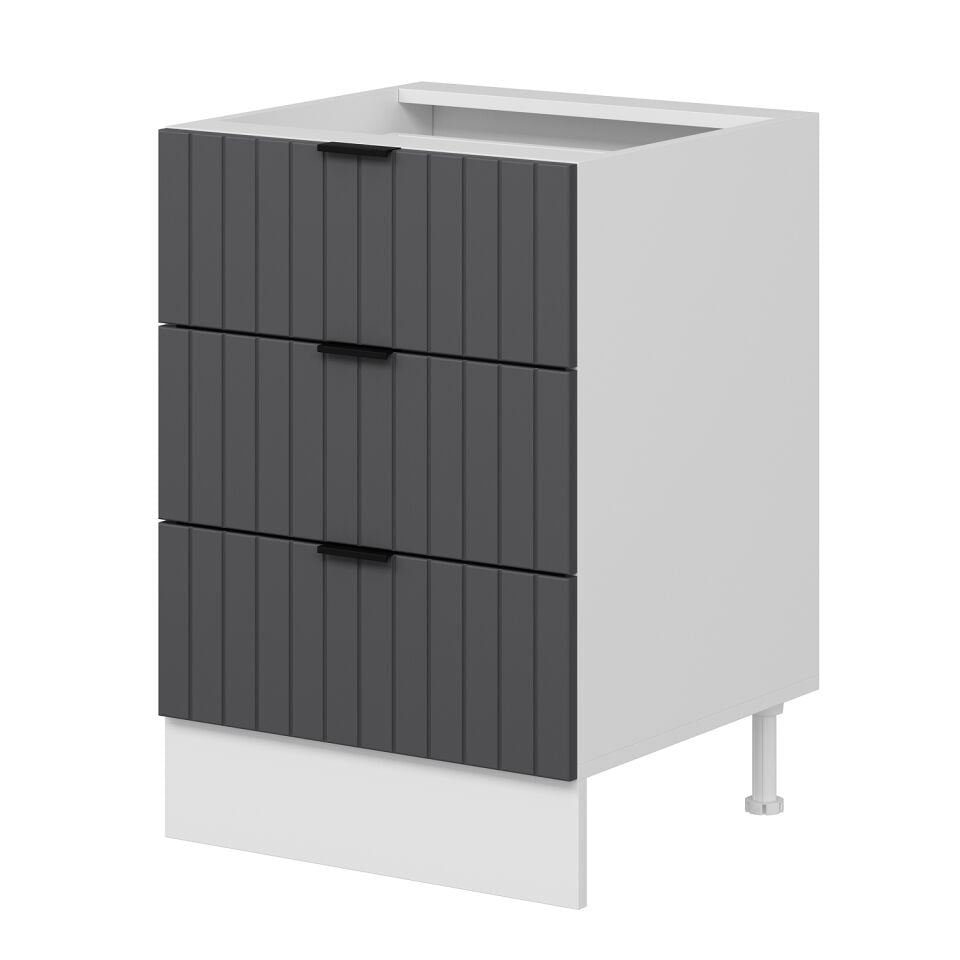 Alvinka Mutfak Modül Mbr_B Alt 3Ç Nray 60Cm Dolap Beyaz Antrasit