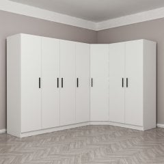 Kale 7 Kapak 2Ç Köşe Zincir Dolap - Beyaz 210CM