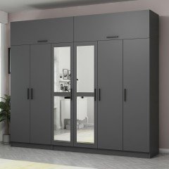 Minar Kale 6 Kapaklı 2 Aynalı 2 Ç Dolap Ve Yüklük Antrasit