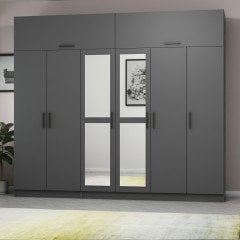 Minar Kale 6 Kapaklı 2 Aynalı 2 Ç Dolap Ve Yüklük Antrasit